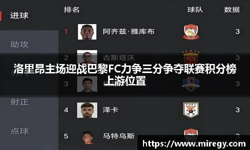 洛里昂主场迎战巴黎FC力争三分争夺联赛积分榜上游位置